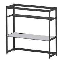 コモンファニチャー　CUC-187GNH3-TF　シェルフデスク 棚付タイプ 単体 樹脂エッジ　W1800×D700×H1800［ブラック×ライトグレー］