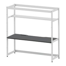 コモンファニチャー　CUC-187GNH3-WC　シェルフデスク 棚付タイプ 単体 樹脂エッジ　W1800×D700×H1800［ホワイトグレー×ダークグレー］