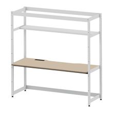 コモンファニチャー　CUC-187GNH3-WE　シェルフデスク 棚付タイプ 単体 樹脂エッジ　W1800×D700×H1800［ホワイトグレー×ベージュ］