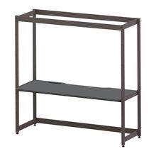 コモンファニチャー　CUC-187GNHN-HC　シェルフデスク 棚なしタイプ 単体 樹脂エッジ　W1800×D700×H1800［ブラウン×ダークグレー］