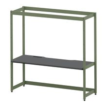 コモンファニチャー　CUC-187GNHN-QC　シェルフデスク 棚なしタイプ 単体 樹脂エッジ　W1800×D700×H1800［グリーン×ダークグレー］