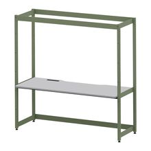 コモンファニチャー　CUC-187GNHN-QF　シェルフデスク 棚なしタイプ 単体 樹脂エッジ　W1800×D700×H1800［グリーン×ライトグレー］