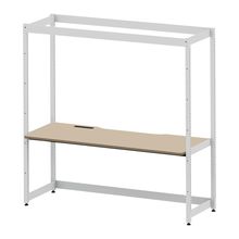 コモンファニチャー　CUC-187GNHN-WE　シェルフデスク 棚なしタイプ 単体 樹脂エッジ　W1800×D700×H1800［ホワイトグレー×ベージュ］