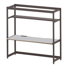 コモンファニチャー　CUC-187GWH3-HF　シェルフデスク 棚付タイプ 単体　W1800×D700×H1800［ブラウン×ライトグレー］