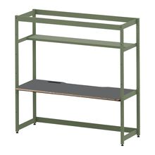 コモンファニチャー　CUC-187GWH3-QC　シェルフデスク 棚付タイプ 単体　W1800×D700×H1800［グリーン×ダークグレー］
