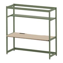 コモンファニチャー　CUC-187GWH3-QE　シェルフデスク 棚付タイプ 単体　W1800×D700×H1800［グリーン×ベージュ］