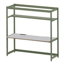 コモンファニチャー　CUC-187GWH3-QF　シェルフデスク 棚付タイプ 単体　W1800×D700×H1800［グリーン×ライトグレー］