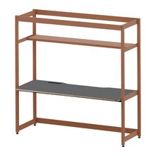 コモンファニチャー　CUC-187GWH3-RC　シェルフデスク 棚付タイプ 単体　W1800×D700×H1800［オレンジ×ダークグレー］