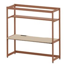 コモンファニチャー　CUC-187GWH3-RE　シェルフデスク 棚付タイプ 単体　W1800×D700×H1800［オレンジ×ベージュ］