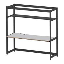 コモンファニチャー　CUC-187GWH3-TF　シェルフデスク 棚付タイプ 単体　W1800×D700×H1800［ブラック×ライトグレー］