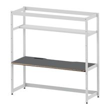 コモンファニチャー　CUC-187GWH3-WC　シェルフデスク 棚付タイプ 単体　W1800×D700×H1800［ホワイトグレー×ダークグレー］