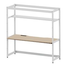 コモンファニチャー　CUC-187GWH3-WE　シェルフデスク 棚付タイプ 単体　W1800×D700×H1800［ホワイトグレー×ベージュ］