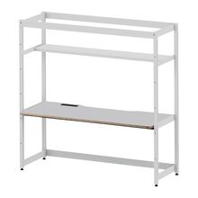 コモンファニチャー　CUC-187GWH3-WF　シェルフデスク 棚付タイプ 単体　W1800×D700×H1800［ホワイトグレー×ライトグレー］