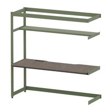 コモンファニチャー　CUC-187TKH3-QN　シェルフデスク 棚付タイプ 連増 木目天板　W1800×D700×H1800［グリーン×ノルディックバーチ］