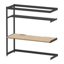 コモンファニチャー　CUC-187TKH3-TD　シェルフデスク 棚付タイプ 連増 木目天板　W1800×D700×H1800［ブラック×オークライト］