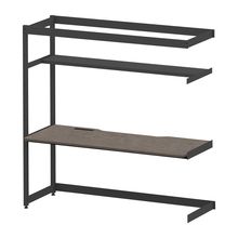 コモンファニチャー　CUC-187TKH3-TN　シェルフデスク 棚付タイプ 連増 木目天板　W1800×D700×H1800［ブラック×ノルディックバーチ］