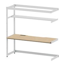 コモンファニチャー　CUC-187TKH3-WD　シェルフデスク 棚付タイプ 連増 木目天板　W1800×D700×H1800［ホワイトグレー×オークライト］
