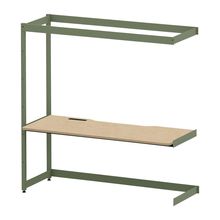 コモンファニチャー　CUC-187TKHN-QD　シェルフデスク 棚なしタイプ 連増 木目天板　W1800×D700×H1800［グリーン×オークライト］