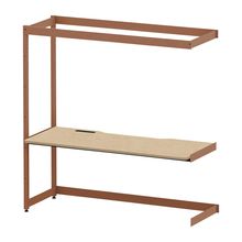 コモンファニチャー　CUC-187TKHN-RD　シェルフデスク 棚なしタイプ 連増 木目天板　W1800×D700×H1800［オレンジ×オークライト］