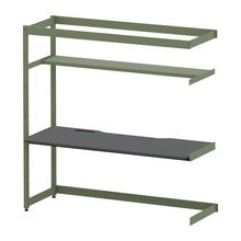 コモンファニチャー　CUC-187TNH3-QC　シェルフデスク 棚付タイプ 連増 樹脂エッジ　W1800×D700×H1800［グリーン×ダークグレー］
