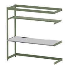 コモンファニチャー　CUC-187TNH3-QF　シェルフデスク 棚付タイプ 連増 樹脂エッジ　W1800×D700×H1800［グリーン×ライトグレー］