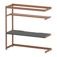 コモンファニチャー　CUC-187TNH3-RC　シェルフデスク 棚付タイプ 連増 樹脂エッジ　W1800×D700×H1800［オレンジ×ダークグレー］