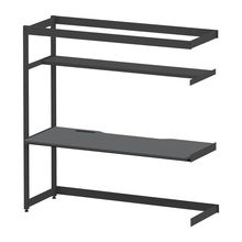 コモンファニチャー　CUC-187TNH3-TC　シェルフデスク 棚付タイプ 連増 樹脂エッジ　W1800×D700×H1800［ブラック×ダークグレー］