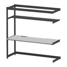 コモンファニチャー　CUC-187TNH3-TF　シェルフデスク 棚付タイプ 連増 樹脂エッジ　W1800×D700×H1800［ブラック×ライトグレー］