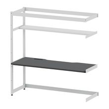 コモンファニチャー　CUC-187TNH3-WC　シェルフデスク 棚付タイプ 連増 樹脂エッジ　W1800×D700×H1800［ホワイトグレー×ダークグレー］