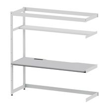 コモンファニチャー　CUC-187TNH3-WF　シェルフデスク 棚付タイプ 連増 樹脂エッジ　W1800×D700×H1800［ホワイトグレー×ライトグレー］