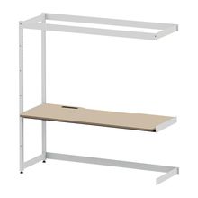 コモンファニチャー　CUC-187TNHN-WE　シェルフデスク 棚なしタイプ 連増 樹脂エッジ　W1800×D700×H1800［ホワイトグレー×ベージュ］