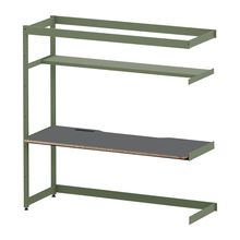 コモンファニチャー　CUC-187TWH3-QC　シェルフデスク 棚付タイプ 連増　W1800×D700×H1800［グリーン×ダークグレー］