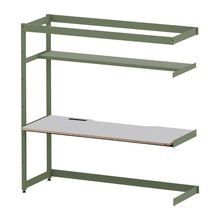 コモンファニチャー　CUC-187TWH3-QF　シェルフデスク 棚付タイプ 連増　W1800×D700×H1800［グリーン×ライトグレー］