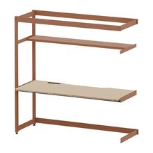 コモンファニチャー　CUC-187TWH3-RE　シェルフデスク 棚付タイプ 連増　W1800×D700×H1800［オレンジ×ベージュ］