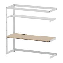 コモンファニチャー　CUC-187TWH3-WE　シェルフデスク 棚付タイプ 連増　W1800×D700×H1800［ホワイトグレー×ベージュ］