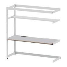 コモンファニチャー　CUC-187TWH3-WF　シェルフデスク 棚付タイプ 連増　W1800×D700×H1800［ホワイトグレー×ライトグレー］