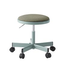 コモンファニチャー　CUCH-301CD-AL2　ロースツール ナイロン双輪キャスター　布地張り［ブルーグリーン×ダークオリーブ］