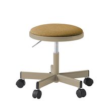 コモンファニチャー　CUCH-301CD-EY2　ロースツール ナイロン双輪キャスター　布地張り［ベージュ×ディープイエロー］