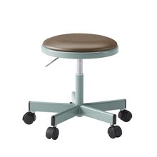 コモンファニチャー　CUCH-301D-AF2　ロースツール ナイロン双輪キャスター　ビニールレザー張り［ブルーグリーン×チェスナットブラウン］