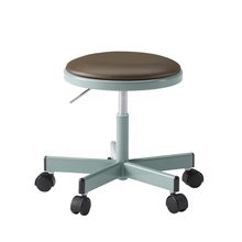 コモンファニチャー　CUCH-301D-AH4　ロースツール ナイロン双輪キャスター　ビニールレザー張り［ブルーグリーン×カシューブラウン］