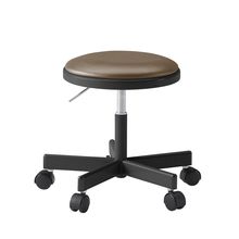 コモンファニチャー　CUCH-301D-BF2　ロースツール ナイロン双輪キャスター　ビニールレザー張り［ブラック×チェスナットブラウン］