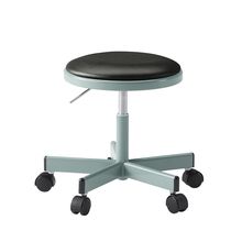 コモンファニチャー　CUCH-301DM-AT1　ロースツール 抵抗付ウレタン双輪キャスター　ビニールレザー張り［ブルーグリーン×ブラック］