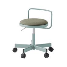 コモンファニチャー　CUCH-302CD-AL2　ロースツール 腰フレーム付 ナイロン双輪キャスター　布地張り［ブルーグリーン×ダークオリーブ］