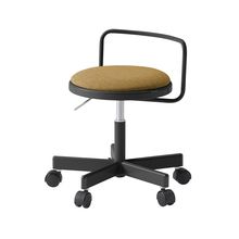 コモンファニチャー　CUCH-302CD-BY2　ロースツール 腰フレーム付 ナイロン双輪キャスター　布地張り［ブラック×ディープイエロー］