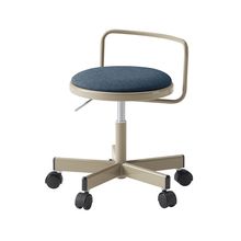 コモンファニチャー　CUCH-302CD-EB4　ロースツール 腰フレーム付 ナイロン双輪キャスター　布地張り［ベージュ×ダックブルー］