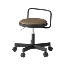 コモンファニチャー　CUCH-302D-BF2　ロースツール 腰フレーム付 ナイロン双輪キャスター　ビニールレザー張り［ブラック×チェスナットブラウン］