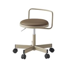 コモンファニチャー　CUCH-302D-EF2　ロースツール 腰フレーム付 ナイロン双輪キャスター　ビニールレザー張り［ベージュ×チェスナットブラウン］