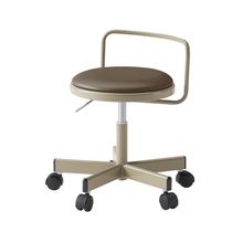 コモンファニチャー　CUCH-302D-EH4　ロースツール 腰フレーム付 ナイロン双輪キャスター　ビニールレザー張り［ベージュ×カシューブラウン］