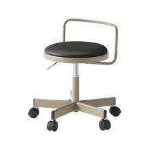 コモンファニチャー　CUCH-302D-ET1　ロースツール 腰フレーム付 ナイロン双輪キャスター　ビニールレザー張り［ベージュ×ブラック］