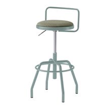 コモンファニチャー　CUCH-304CD-AL2　ハイスツール 腰フレーム付 グライド脚　布地張り［ブルーグリーン×ダークオリーブ］
